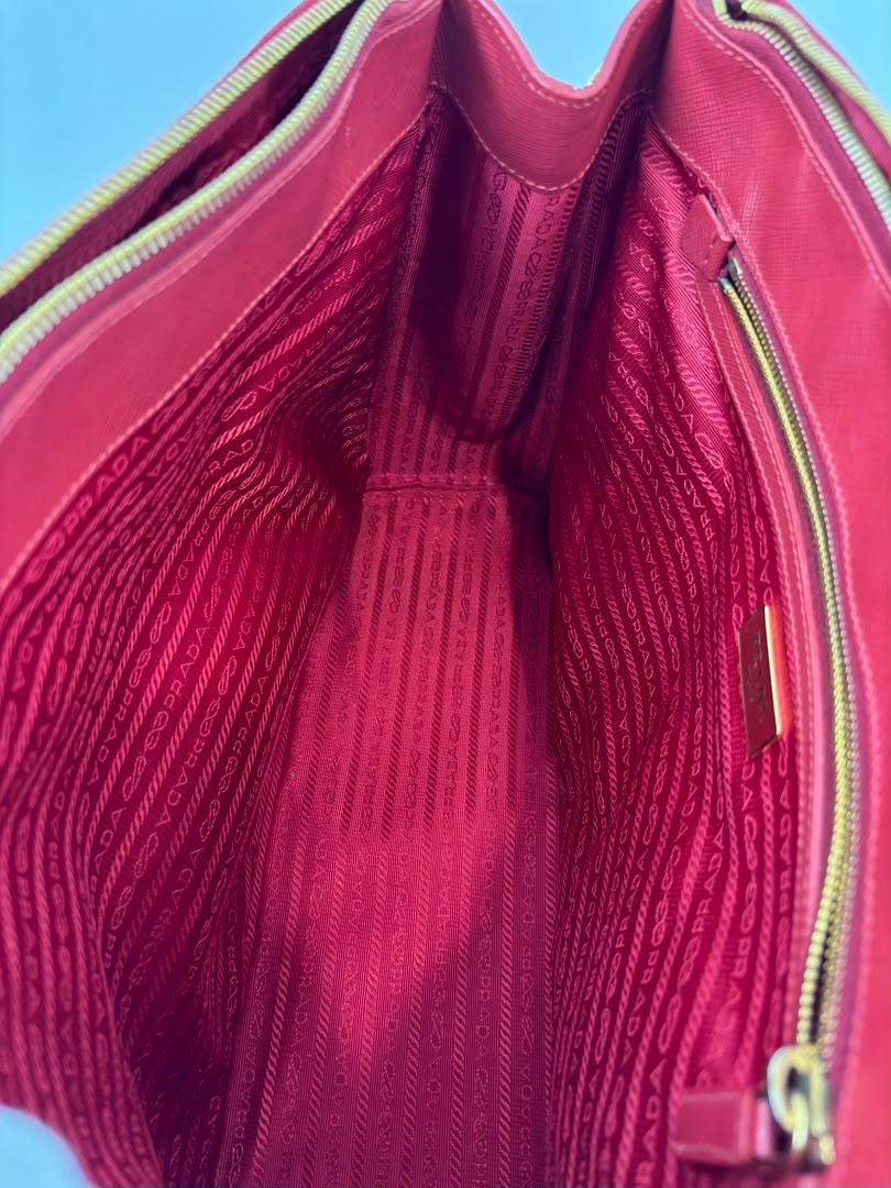 Large Red Saffiano Lux Tote