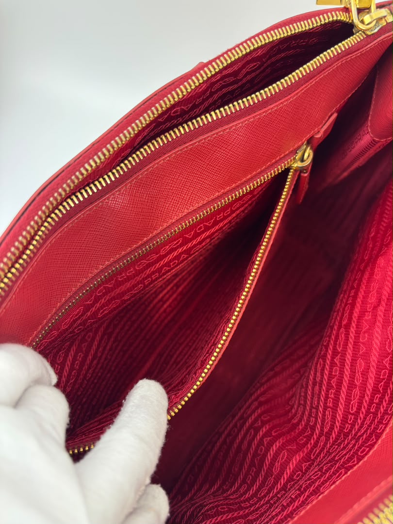 Large Red Saffiano Lux Tote