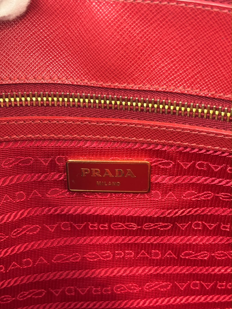 Large Red Saffiano Lux Tote