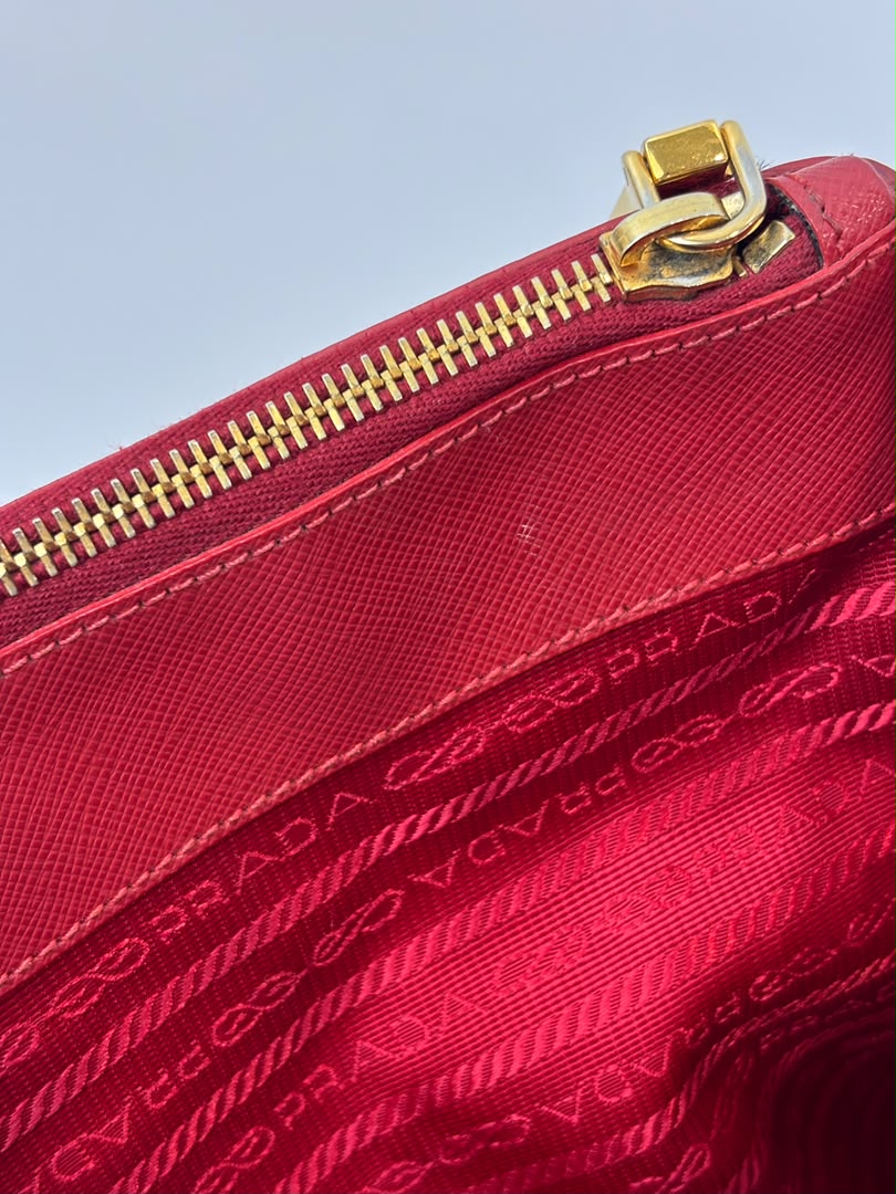 Large Red Saffiano Lux Tote