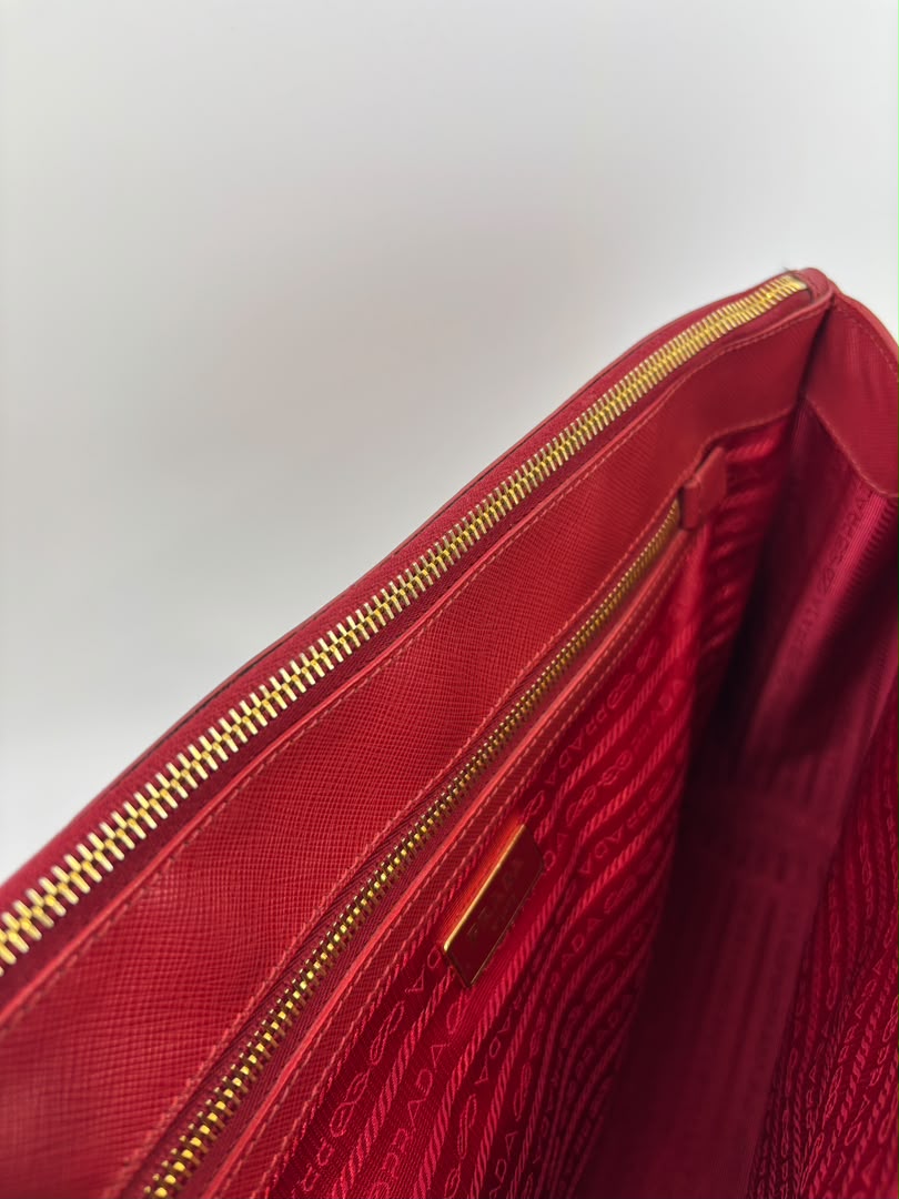 Large Red Saffiano Lux Tote