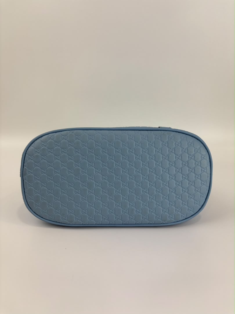 Microguccissima Leather Mini Dome Crossbody in Light Blue