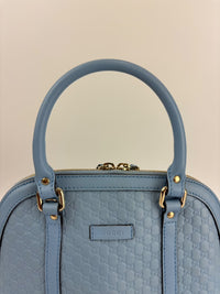 Microguccissima Leather Mini Dome Crossbody in Light Blue