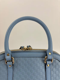 Microguccissima Leather Mini Dome Crossbody in Light Blue