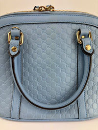 Microguccissima Leather Mini Dome Crossbody in Light Blue
