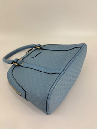 Microguccissima Leather Mini Dome Crossbody in Light Blue