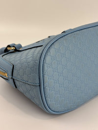 Microguccissima Leather Mini Dome Crossbody in Light Blue