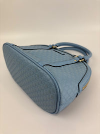 Microguccissima Leather Mini Dome Crossbody in Light Blue