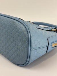 Microguccissima Leather Mini Dome Crossbody in Light Blue