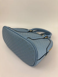 Microguccissima Leather Mini Dome Crossbody in Light Blue