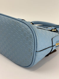 Microguccissima Leather Mini Dome Crossbody in Light Blue