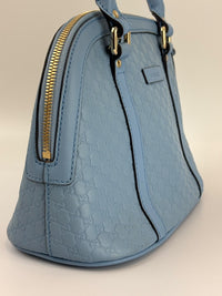 Microguccissima Leather Mini Dome Crossbody in Light Blue
