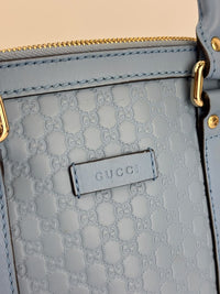 Microguccissima Leather Mini Dome Crossbody in Light Blue