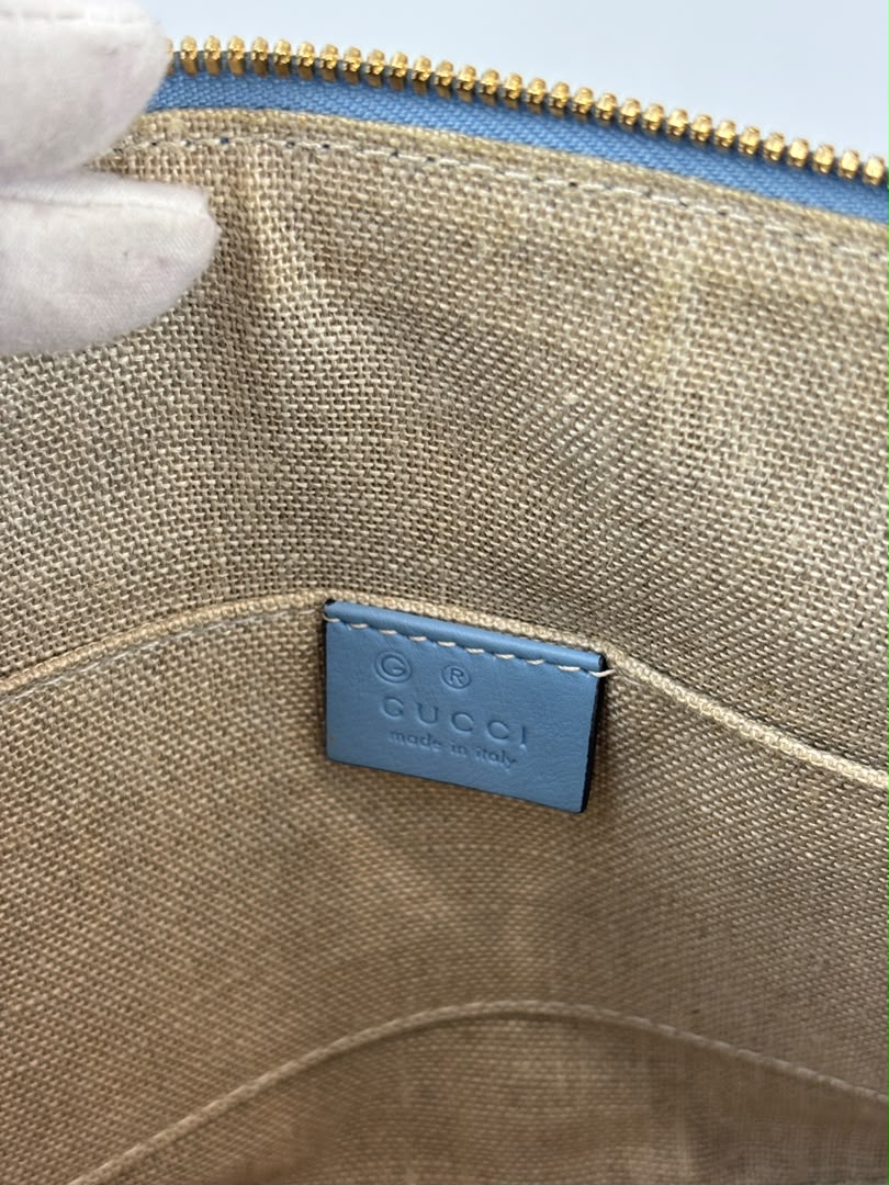 Microguccissima Leather Mini Dome Crossbody in Light Blue