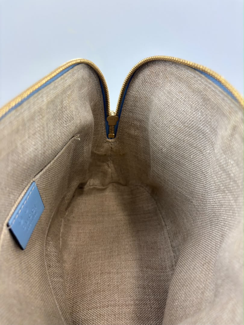 Microguccissima Leather Mini Dome Crossbody in Light Blue