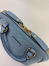 Microguccissima Leather Mini Dome Crossbody in Light Blue