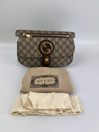 GG Supreme Monogram Textured Dollar Calfskin Blondie Belt Bag Beige Ebony New Acero
