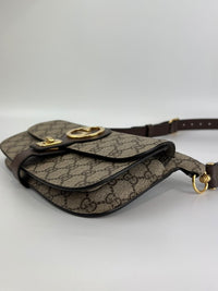 GG Supreme Monogram Textured Dollar Calfskin Blondie Belt Bag Beige Ebony New Acero