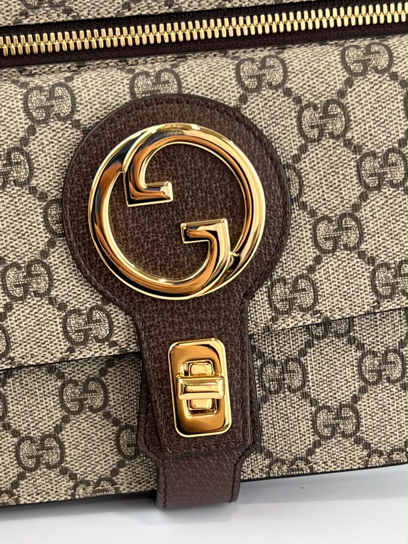 GG Supreme Monogram Textured Dollar Calfskin Blondie Belt Bag Beige Ebony New Acero
