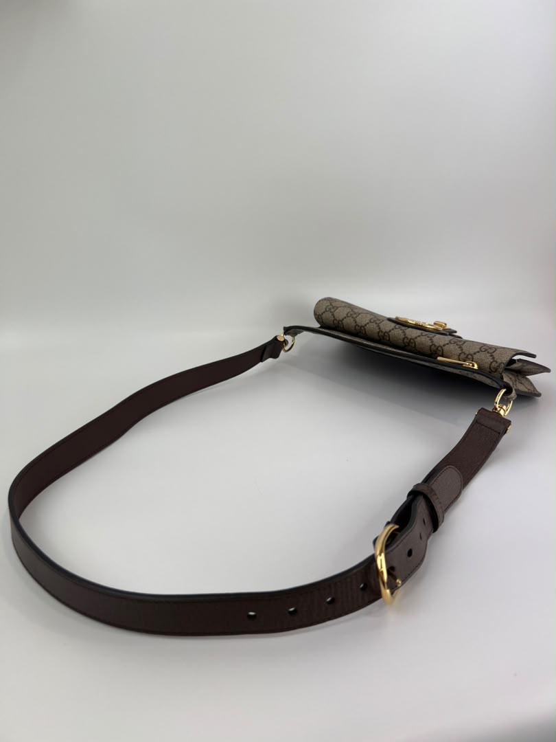 GG Supreme Monogram Textured Dollar Calfskin Blondie Belt Bag Beige Ebony New Acero