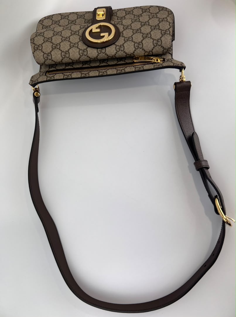GG Supreme Monogram Textured Dollar Calfskin Blondie Belt Bag Beige Ebony New Acero