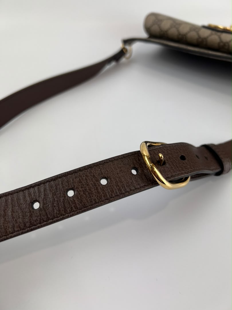 GG Supreme Monogram Textured Dollar Calfskin Blondie Belt Bag Beige Ebony New Acero