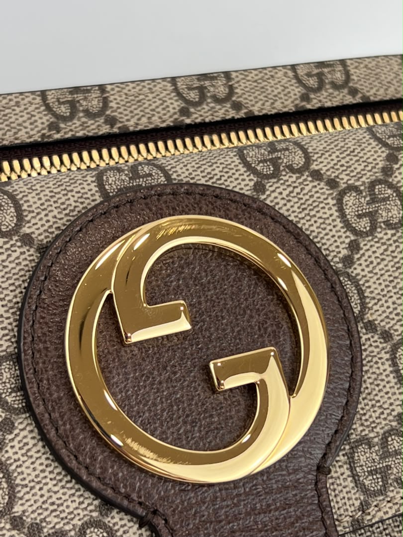GG Supreme Monogram Textured Dollar Calfskin Blondie Belt Bag Beige Ebony New Acero