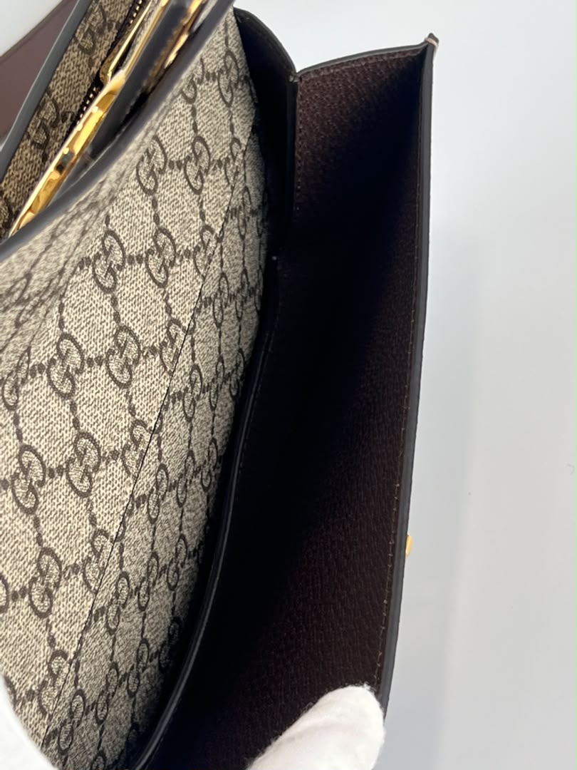 GG Supreme Monogram Textured Dollar Calfskin Blondie Belt Bag Beige Ebony New Acero