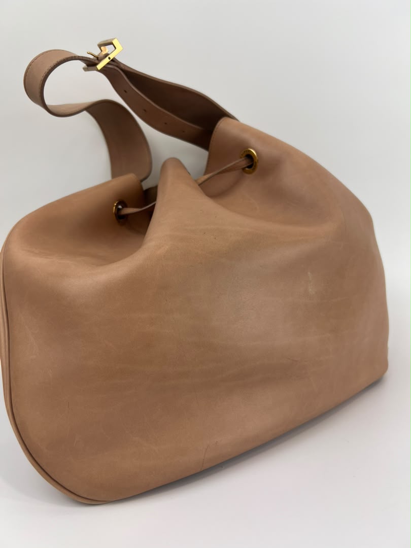 Paris VII Leather Medium Hobo in Beige