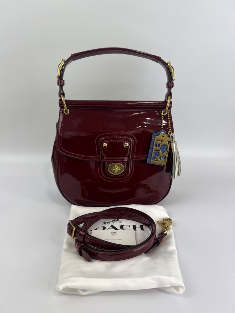 21244 Red Patent Willis Top Handle Bag