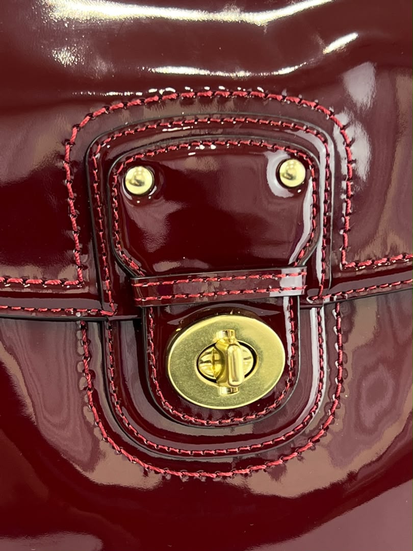 21244 Red Patent Willis Top Handle Bag