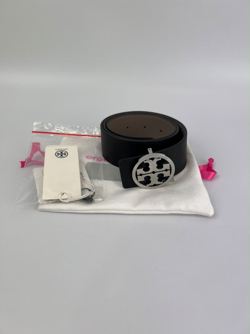 Reversible Leather Belt in Black / Grey Size XS