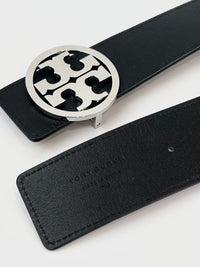 Reversible Leather Belt in Black / Grey Size XS