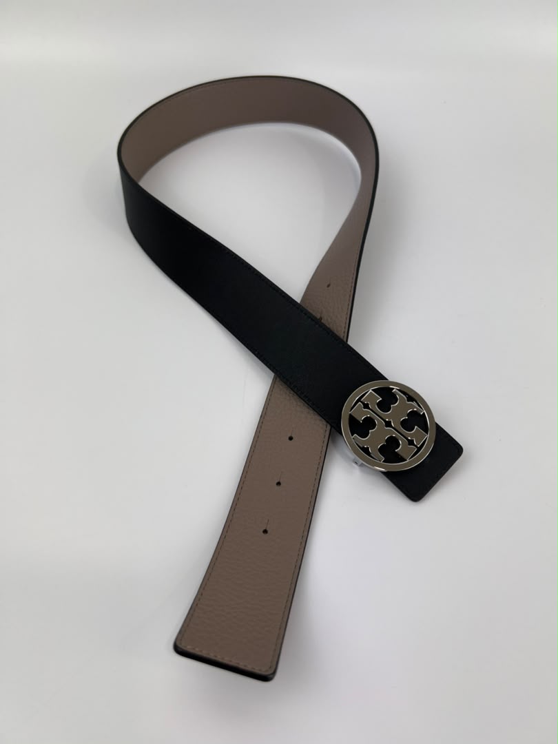 Reversible Leather Belt in Black / Grey Size XS