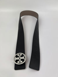 Reversible Leather Belt in Black / Grey Size XS