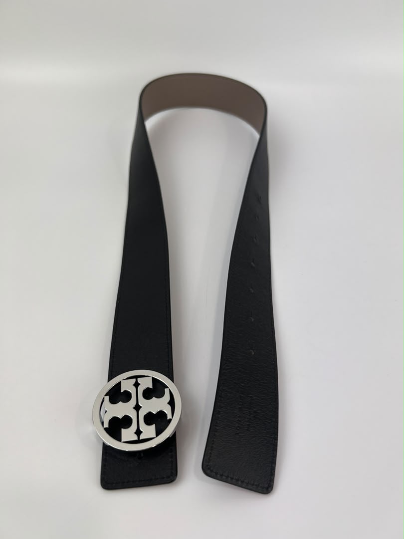 Reversible Leather Belt in Black / Grey Size XS