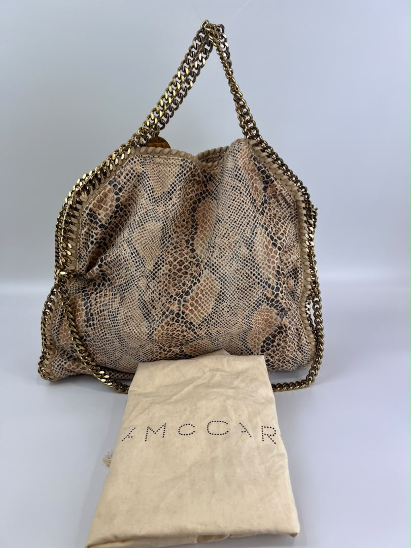 Beige Snakeskin Effect Falabella Tote