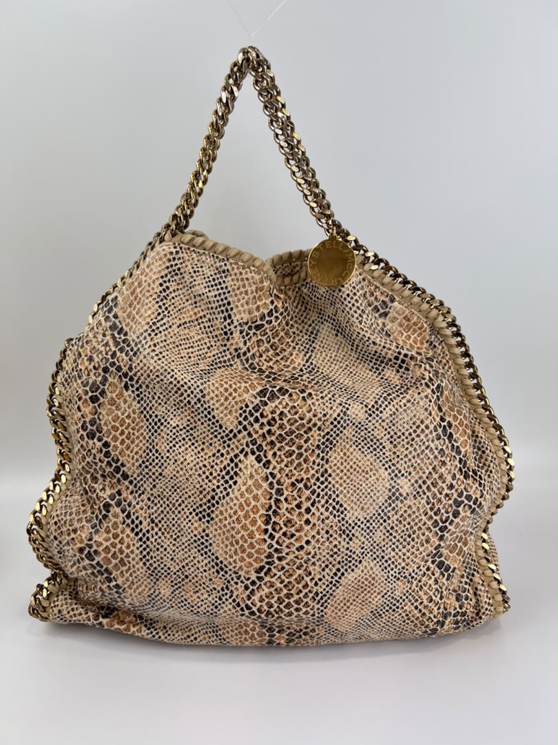 Beige Snakeskin Effect Falabella Tote