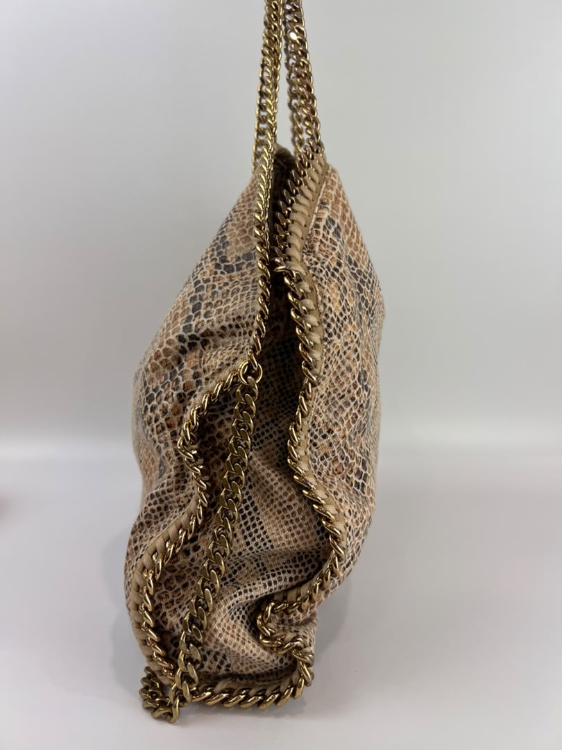 Beige Snakeskin Effect Falabella Tote