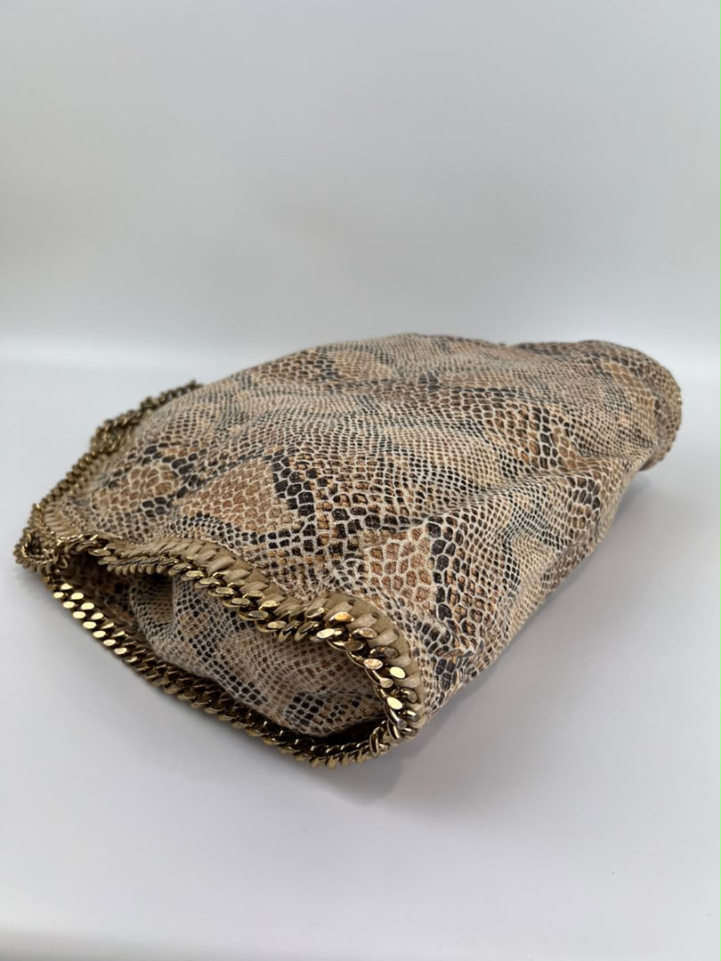 Beige Snakeskin Effect Falabella Tote