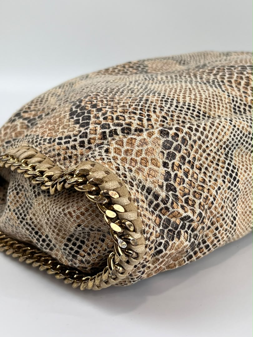 Beige Snakeskin Effect Falabella Tote