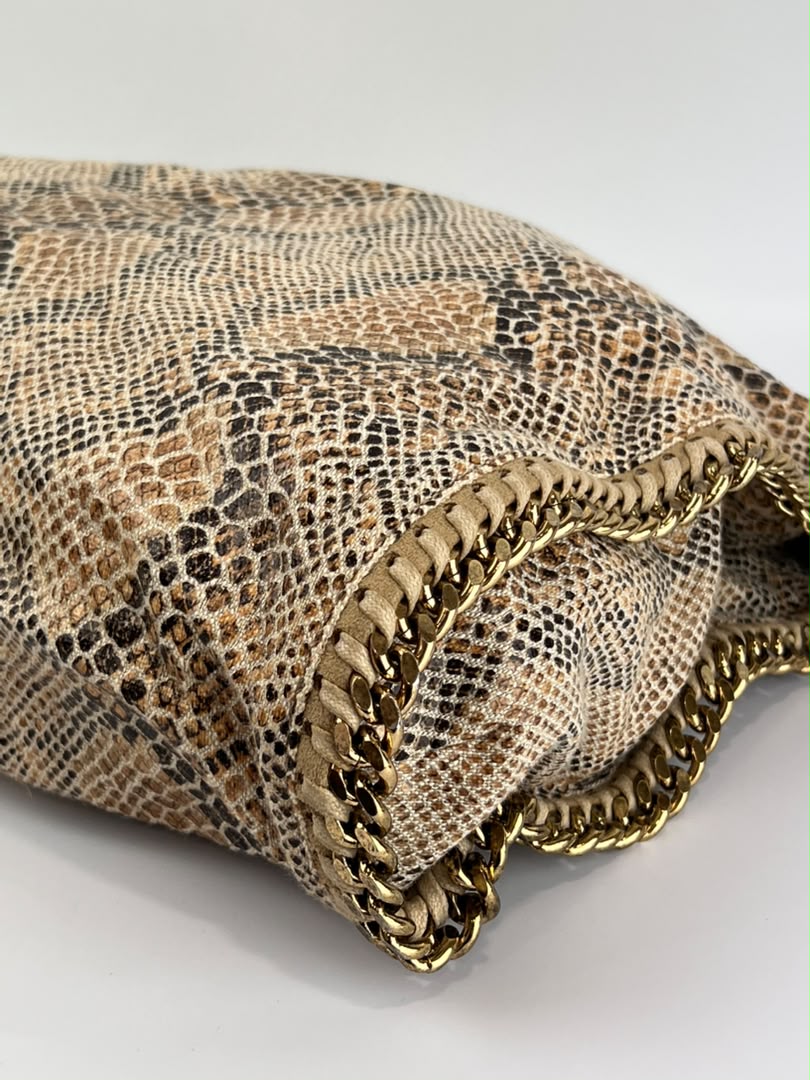 Beige Snakeskin Effect Falabella Tote