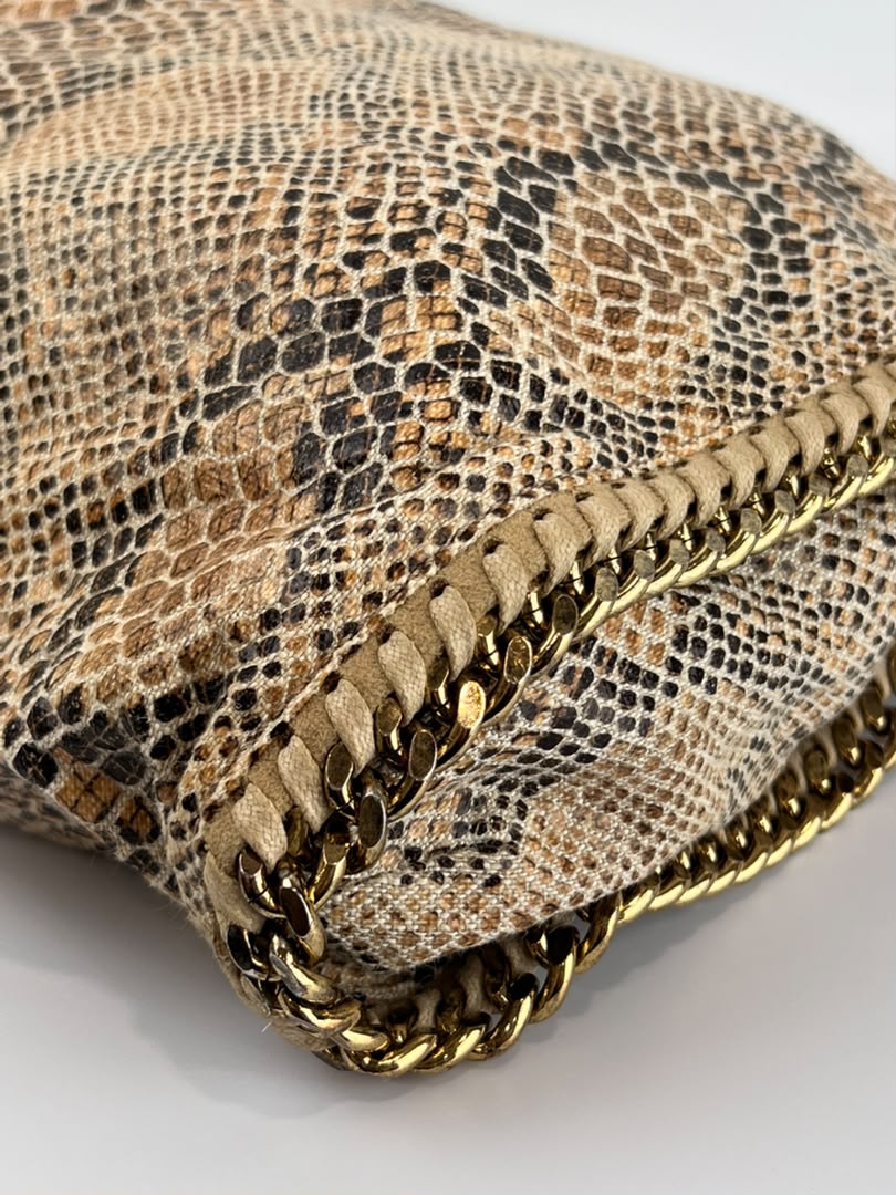 Beige Snakeskin Effect Falabella Tote