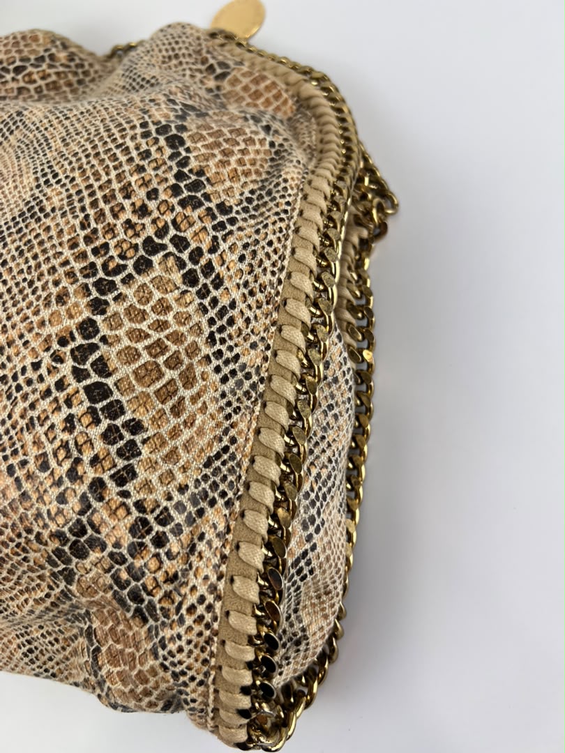 Beige Snakeskin Effect Falabella Tote
