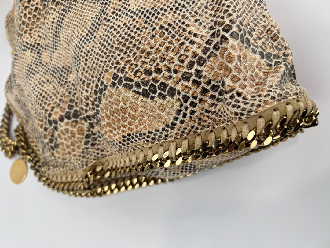 Beige Snakeskin Effect Falabella Tote