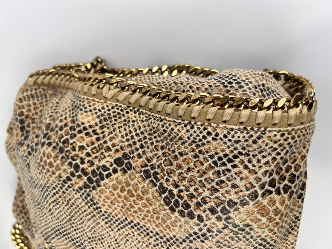 Beige Snakeskin Effect Falabella Tote