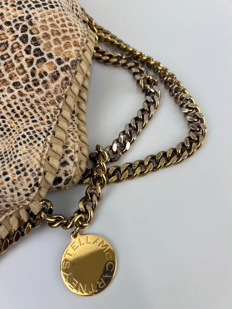 Beige Snakeskin Effect Falabella Tote