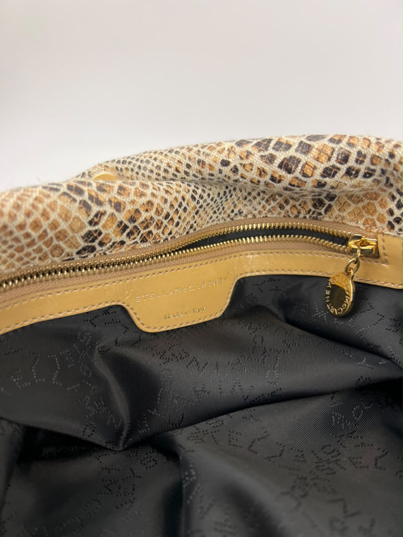 Beige Snakeskin Effect Falabella Tote