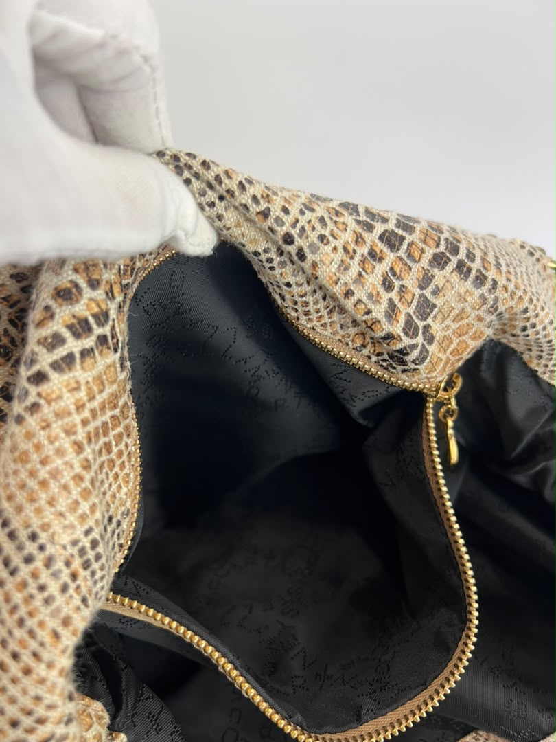 Beige Snakeskin Effect Falabella Tote