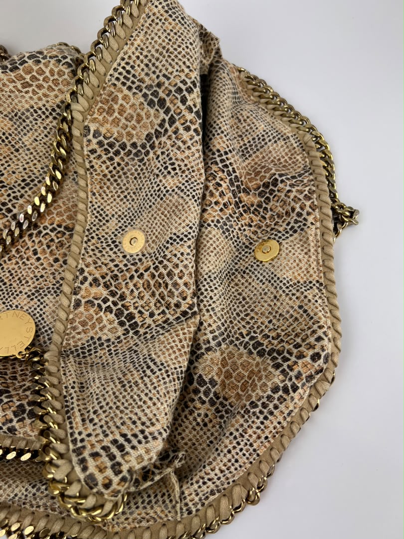 Beige Snakeskin Effect Falabella Tote